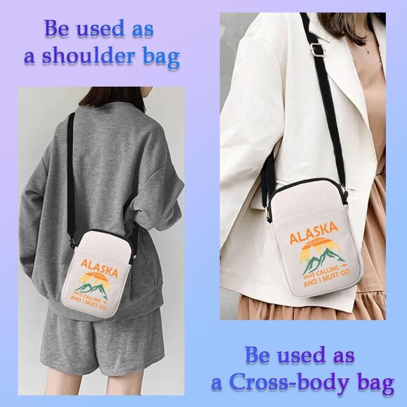 Trendy Canvas Crossbody Makeup Bag - Versatile Cosmetic Organizer for Travel - Picture 3 of 6